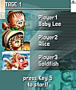 La schermata per la scelta dei personaggi di gioco